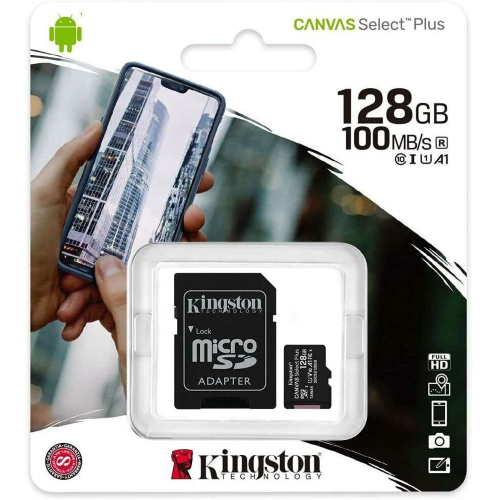 0740617298703 SDCS2/128GB Kingston Canvas Select Plus 128 GB Class 10/UHS-I (U1) microSDXC - 1 Pack - 100 MB/s